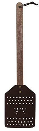 Outset 76635 Fliegenklatsche aus Akazienholz und Leder, besonders groß, 48,3 cm lang x 12,7 cm breit, braun