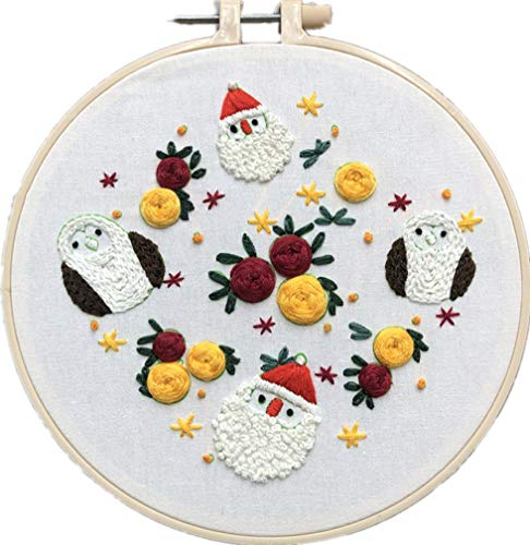 Abillyn Stickerei-Starter-Set, Eule und Weihnachten, gestempelt mit gedrucktem Muster, Kreuzstich Sticksets (Eule)