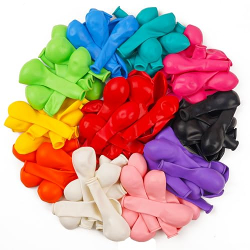 PartyWoo Assorted Colors Rainbow Balloons 100pcs 5 Inch Multicolor Colorful Primary Color Balloon for Graduation Baby Shower Unicorn Fiesta Flower Spring Rainbow Theme Birthday Party Decorations