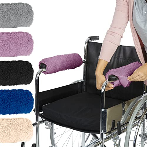 Vive Wheelchair Armrest Pads (2 PCS) - Memory Foam Sheepskin Cushion Accessories for Transport Electric Wheel Chair Arm Rests - for Adults, Seniors, Handicapped - Soft Support for Office Chair