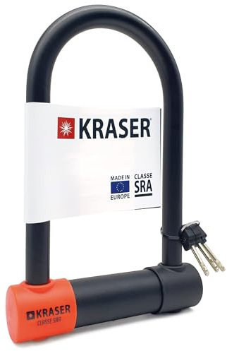 KRASER KR120M Motorcykelskivlås Solid U-hänglås SRA-godkänt Motorcykellås Stöldskydd Motorcykelsäkerhetslås Ø18, 120 cm breddskoter