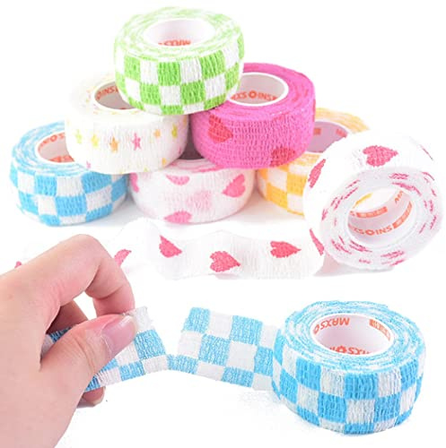 ZESLIV 10 Rollen Pflasterverband Schnellverband Fingerpflaster Wundverband Kinderpflaster Elastischer Fixierverband Selbsthaftende Bandagen Katzenpfotenabdruck Rosa 2,5cmx4,5m