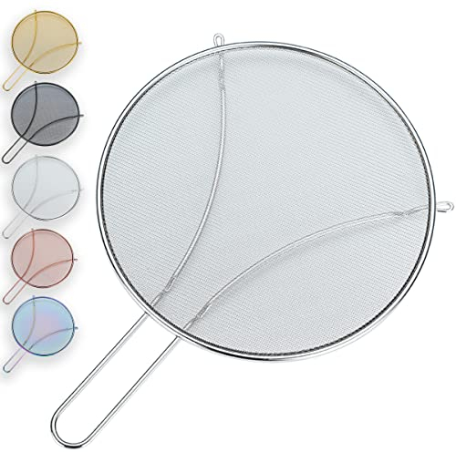 Evanda Coperchi antischizzo 30 cm per Cucinare, Rete fine in Acciaio Inossidabile per Padella, Protezione antigrasso per Padella per Fermare Gli Schizzi di Olio Caldo, Coperchio di Cottura Sicuro