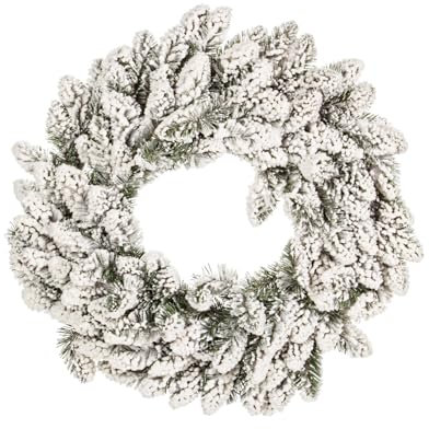 Magie di Natale Ghirlanda tonda corona dietro porta innevato in PE effetto Real Touch (Ø75 cm)