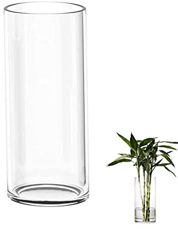 TSKDKIT Stor glasvas för blommor 35 cm glascylindervas förtjockade klara vaser för vardagsrum moderna stora vaser 35 x 12 cm