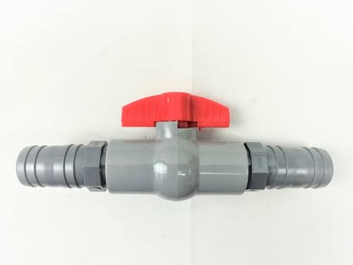 Pondlife PVC Kugelhahn mit beidseitiger Schlauchtülle 38mm, Absperrhahn für Garten, Teich und Pool, Absperrventil mit Schlauchverbinder verklebt