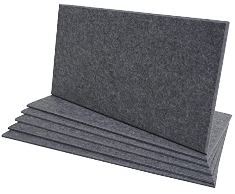 Mendler Lot de 6 Panneaux muraux acoustiques HWC-L52 insonorisant 1qm Surface 60x30cm Gris