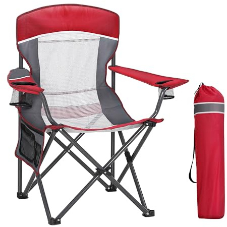 HIGH POINT SPORTS Campingstuhl Faltbar, Tragbarer Netzrücken-Camping-Klappstuhl, Robuster Angel-Rasenstuhl, Faltbarer Outdoor-Stuhl für Erwachsene, Outdoor, Garten, Terrasse