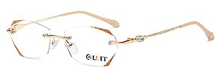 LUFF Lunettes de lecture femmes sans monture, lunettes loupe hommeen métal sans monture, lunette de vue pour ordinateur à lumière bleue, anti fatigue oculair