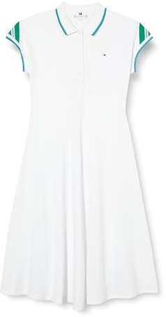 Tommy Hilfiger Damen Polokleid Knielang, Weiß (Th Optic White), S
