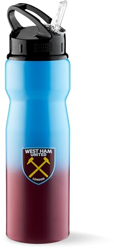West Ham United F.C. Gourde Sport, Gourde 750 ml en Aluminium Bouchon Sport avec Paille, Accessoire Officiel
