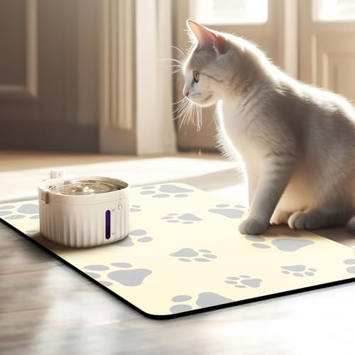 JanYoo Napfunterlage Katzen Futternapf Unterlage 50x35cm, wasserdichte Haustier Futtermatten rutschfeste Unterlage Katzennapf Fressnapf Futtermatte Katzenfutter Futternapf Matte(Beige)
