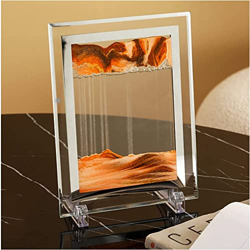 Peinture de sable mouvant, sablier, Moving Sand Art Picture Square Glass Sandscapes in Motion Frame 3D Quicksand Peinture Décoration for Adulte Enfant Dynamic Sand Picture for Home Office Desktop Deco