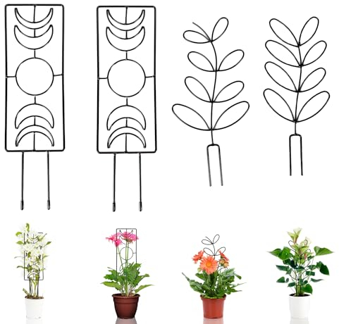 Singwow 4 Pack Indoor Plant Supports, Small Plant Trellis for Climbing Plants Potted Houseplants 40cm (2x2 Pack)