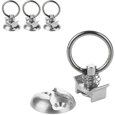 Safetytex Single Endbeschlag mit Zurpunkt für Airlineschiene - Zurrplatte 20 mm Loch - Fitting mit Haltepunkt - perfekt für - Ladungssicherung - Befestigung Zurrschiene - 4 Stück