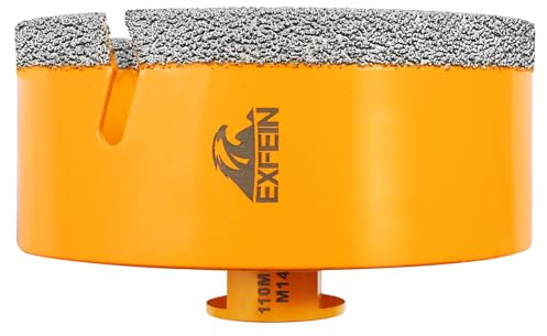 EXFEIN Diamond Core Drill Bit - 110MM Tile Hole Saw for Ceramic, Porcelain, Marble, Brick, Granite M14 Thread Dry Core Drill