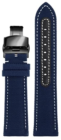 EDVENA Nylon-Armband 22 Mm Uhrenarmband Aus Leder. Kompatibel Mit Breitling. Kompatibel Mit Mido. Kompatibel Mit Omega. Kompatibel Mit Armani. Kompatibel Mit Citizen Watches (Color : Blue black buckl