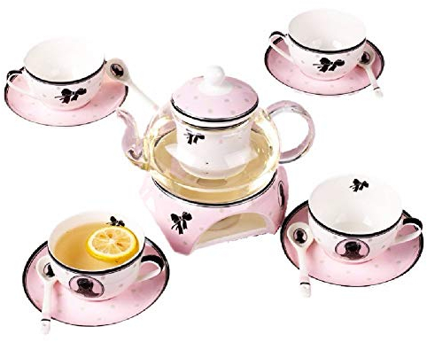 CUNTO Céramique de Jardin, Service à thé à Fleurs en Verre, Service à thé à Fleurs européen, théière chauffante coréenne