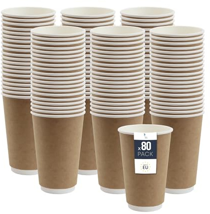 BenBow Thermobecher aus Papier 80x - 400-ml-Einweg-Pappbecher für Heißgetränke wie Kaffee, Tee und Glühwein