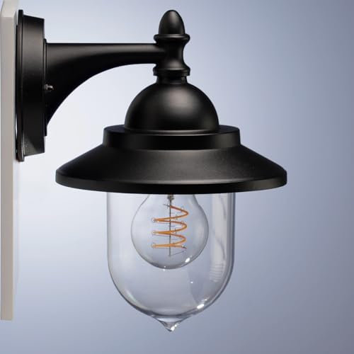 EBION Applique Da Esterno E27, Lampada Vintage, Lampade Ip44 Impermeabile Lanterna Alluminio Lanterne Lampioni Da Giardino Da Esterno Parete,Max 15w, Nero(Lampadina Non Inclusa)