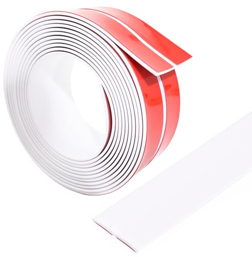 Selbstklebend Kantenschutz Leisten - Kantenschutz Wand Flexible Weichsockelleiste für Küche und Badezimmer, Winkelleiste Selbstklebend, Eckenschutz, Eckleiste, Winkelprofil, Weiß (4cm x 8m)