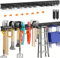 Housolution Rastrelliere di Immagazzinamento da Muro 162,56cm con 12 Ganci Metallici Mobili, Set di Utensili da Parete da Officina Garage Portautensili Set di Ganci di Fissaggio per Supporto Arnesi