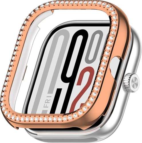 Bling Case compatible con Redmi Watch 4 Cover Hard PC Crystal Diamonds Rhinestone Protective Bumper Shell Women para Redmi Watch 4 Smartwatch, sin protector de pantalla (oro rosa)