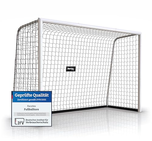 Racetex Fussballtore für Garten Kinder und Erwachsene [ENORM ROBUST] - Fußballtor Kinder mit Stabiler Stahlrahmen Front - Fußballtore inkl. Edelstahl Erdanker - Das Tor für den Garten (300x200 (cm))