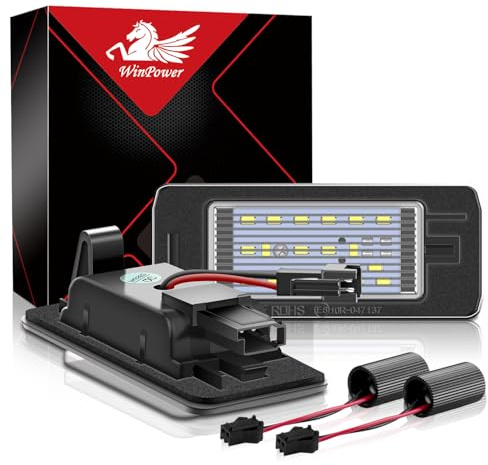 WinPower Luci Targa Led Lampadine Targa Auto Nessun Errore 6000K Luce Bianca Compatibile con Astra J Sports Tourer J Zafira Tourer C P12 etc., 2 pezzi