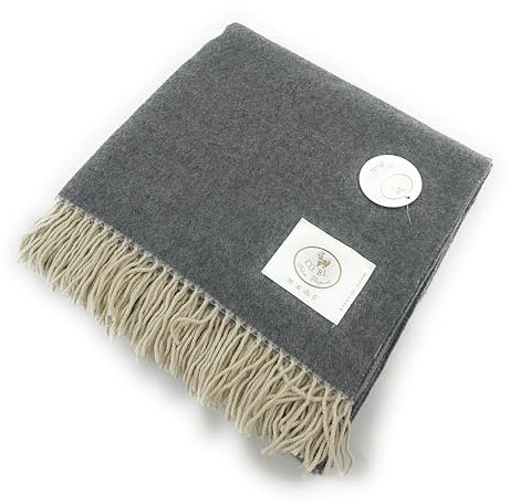 CO.BI. ARTURO plaid in misto cashmere, 65% Cashmere + 35% Lana, 180x140 cm (Grigio/greggio)