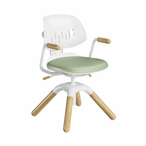 HOKO Barnsnurrstol ergonomiskt justerbar – barnstol med lutbart ryggstöd och sits, roterbar 360° vridbar skrivbordsstol för barn och tonåringar (grön)