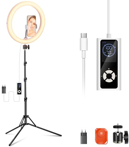 NEEWER RH12B Pro 12 tum 30 W LED ringljus högpresterande med 71 tums stativstativ kompatibel med iPhone, 3290 lux bi färg selfie cirkelljus mobiltelefonhållare för videoinspelning makeup stream, 2900