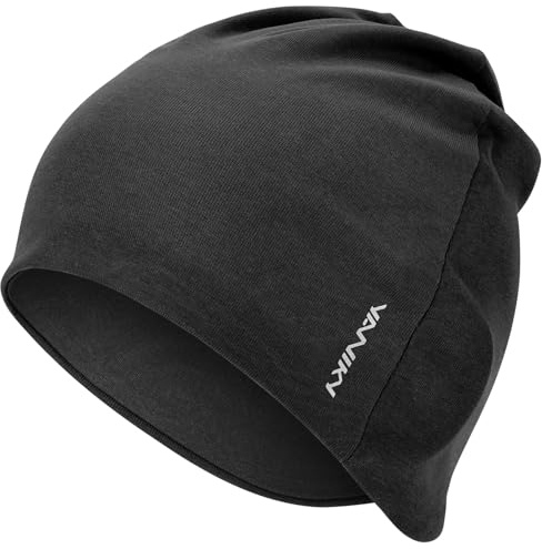 YANIKY Dammössa – modal sovmössa bekväm tunn mössa män – bomull mjuk hudvänlig mössa – unisex slouch beanie lång beanie för alla årstider, svart, one size