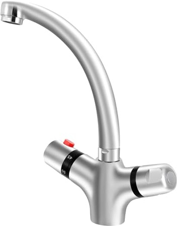 Robinet de lavabo 360°, thermostat 38 °C, mitigeur de baignoire, robinet de cuisine avec douchette extensible, pour lavabo, cuisine, salle de bain