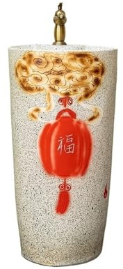 Lavabo sur colonne Lavabo sur pied en céramique avec robinet et kit de vidange