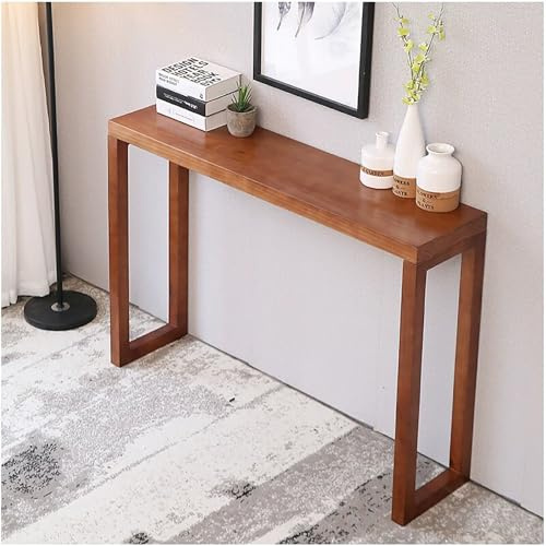 Consola de Madera de Pino de Mediados de Siglo - Mesa de Entrada Estrecha de 120 cm para Sala de Estar, Pasillo, recibidor o Porche - Elegante diseño Rectangular en Acabado Nogal Claro