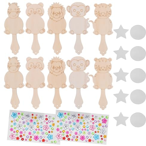 Alipis 10er-Set DIY-Holzspiegel: Unfertige Tier-Handspiegel – Acryl-Design (kein Glas) für - und Frühlingsprojekte, Kinderkunstprojekte und Aktivitäten im Klassenzimmer