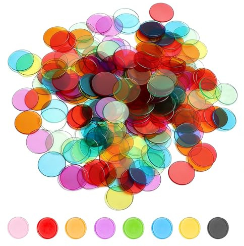 xolaer 600 PCS Transparent Jeton de Bingo ø19mm, Jetons Loto de Plastique | Marqueur Bingo Colorém Jeu Éducatif pour Enfants Apprendre à Compter et Classer, Fêtes Familles Jeux Ecoles etc