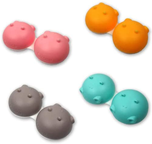 SPORTS WORLD VISION 1PC gialla Hippo Fun Custodia lenti contatto, Custodia lenti a contatto con design di animali carini e distintivi | Custodia soluzioni per lenti portatile leggera e carina viaggio