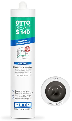 OTTOSEAL S 140 C67 anthrazit – Hotel- & Spa-Silikon 310ml – Exzellenter Schimmelschutz – Keine Randzonenverschmutzung – Besonders langlebig, kerb- & reißfest durch OTTO Fungitect Silber-Technologie