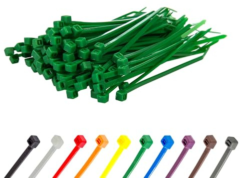 Gocableties - Bridas plastico verdes para cables - 100 Piezas - 100 mm x 2,5 mm - Tamaño pequeño - Resistentes a los rayos
