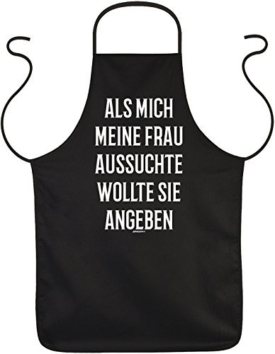 Vatertag Grillschürze Papa Vatertagsgeschenk Geschenk Geburtstag Weihnachten Geschenkidee Grillschürze Motivschürze - Als mich meine Frau aussuchte wollte sie angeben
