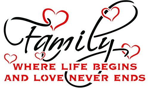 Schablone mit Familienmotiv, 26,5 x 16,5 cm (S) – wiederverwendbar Zitat Spruch Wörter Wandschablone