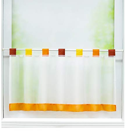 Joyswahl Scheibengardine Voile Bistrogardine »Esther« Glatte Kurzstore Transparente Gardine Stores HxB 60x120cm Orange 1er Pack