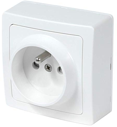 DEBFLEX - Blok - Prise Electrique Murale Complète - Prise Murale Idéale Rénovation - Installation En Saillie - Blanche - 70 x 70 x 39,6 mm