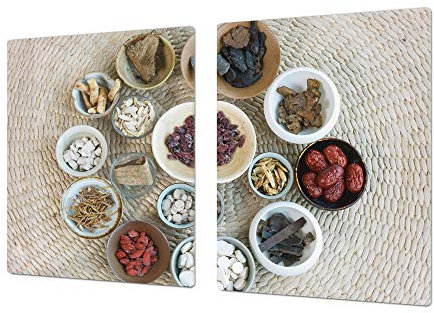 Huge Tempered Glass COOKTOP Cover – Glass Cutting Board and Worktop Saver – Single: 80 x 52 cm (31,5” x 20,47”); Double: 40 x 52 cm (15,75” x 20,47”); A Spice Series DD03B