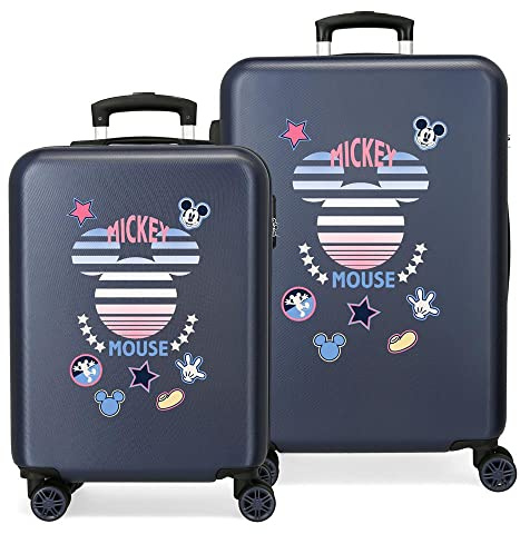 Disney Mickey Mickey Denim Kofferset blau 55/68 cm Hartschale ABS seitlicher Zahlenschloss 104 6 kg 4 Doppelrollen Handgepäck