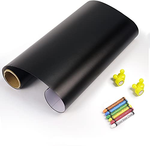 Pellicola magnetica autoadesiva, 60 x 40 cm, con pellicola magnetica, 6 gessetti senza polvere, 4 magneti