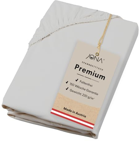 JONA SLEEP® Premium Spannbettlaken (120-130 x 200 cm) Jersey Baumwolle Chrom - 220 g/m² - ÖKO-TEX 100 zertifziert - Made in Austria
