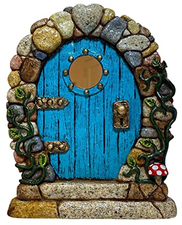 Yiwaso puerta de hada en miniatura, puerta para jardín y árboles, decoración de madera y duendes
